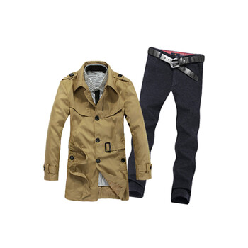 黑优 2014秋季新款男士短风衣长袖外套 男休闲