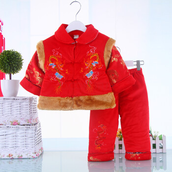 0-1岁儿童唐装宝宝龙袍婴儿演出服装绣龙礼服