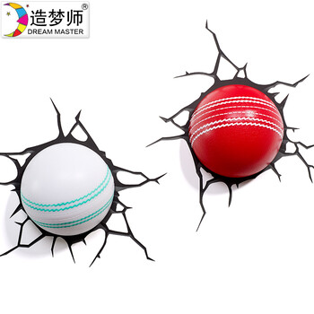 造梦师3D创意壁灯迷你板球3D裂纹墙纸壁纸装饰 卧室书房个性灯具