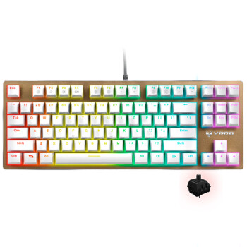 雷柏（Rapoo） V500 RGB幻彩背光 电竞机械键盘 金色 黑轴