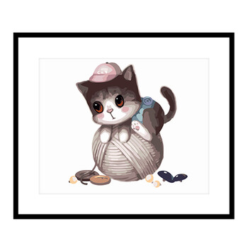 佳彩天颜 diy数字油画 卧室动漫卡通动物手绘装饰画茶杯猫 gx8400针织