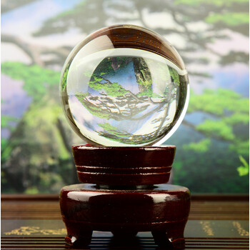 正品 白水晶球摆件白色熔炼水晶球占卜风水转