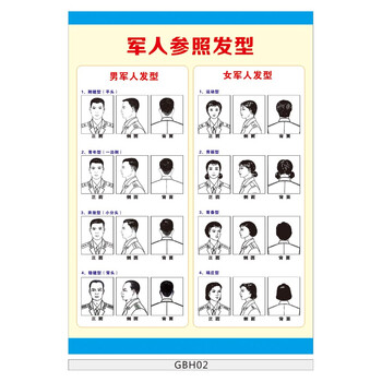 《文化短发宣传画男女理发部队挂图发型参照女神军人图片军营女图片