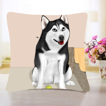 哈士奇抱枕神烦狗靠垫柴犬搞怪狗头表情包单身狗二哈生日礼物靠 图