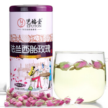 【京东超市】艺福堂花草茶叶 正宗进口法兰西胎玫瑰花茶 80g/罐