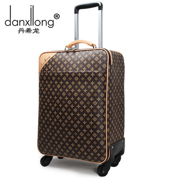 丹希龙拉杆箱lv格子纹万向轮时尚旅行箱进口pu软箱登机箱16/18/20/22