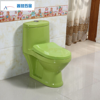 幼儿园陶瓷彩色儿童马桶座便器宝宝坐便器200/300坑距墙排小马桶 绿色