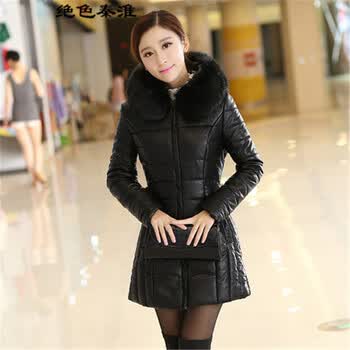 绝色秦淮2015<em>冬装</em>新款<em>皮U</em>羽绒<em>棉服</em>女中长款连