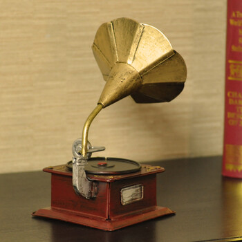 
                                                            翻旧事 复古摆件留声机道具模型酒吧会所餐厅家居铁皮工艺品摆设装饰品 迷你款  古铜 0                