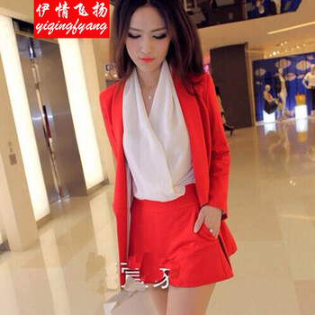 衣缘系我2014秋款时尚长袖V<em>衬衣</em> 西装 <em>短裤</em>套