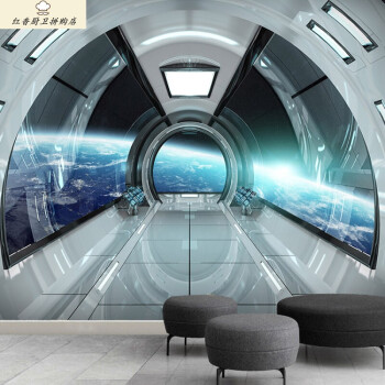 3d科幻太空舱墙纸星空宇宙立体空间壁画办公室饭店科技馆ktv壁纸