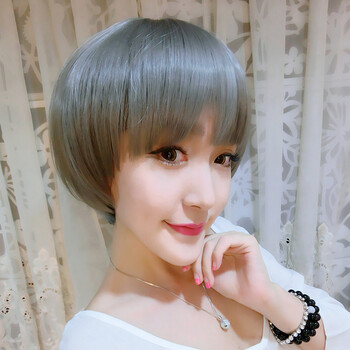 小苏妞假发烟灰色蘑菇头短发bobo头假发沙宣