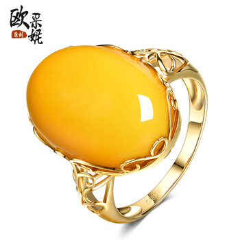 欧采妮18k黄金镶嵌老蜜蜡戒指【图片 价格 品牌 报价】-京东