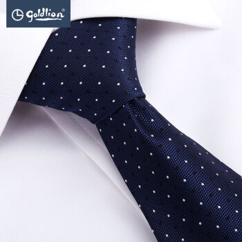 Goldlion/金利来男士质感细腻时尚白圆点商务休闲色织领带EDCEA953D63 蓝色-85 其他