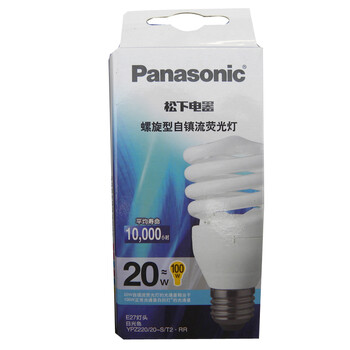 松下（Panasonic）螺旋型节能灯20W E27灯头 6支装 冷光/日光色