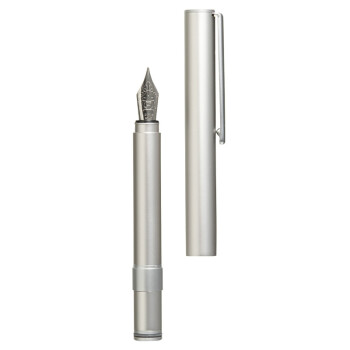无印良品 铝制 短款 便携 万年笔/钢笔 迷你小钢笔  签字笔 自动铅笔 银色 钢笔款