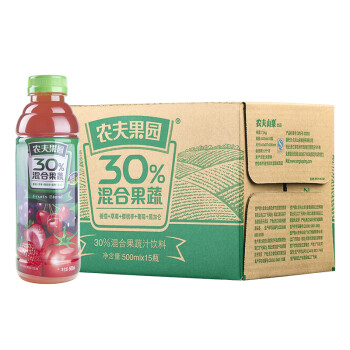农夫山泉 农夫果园 30%混合果蔬汁(番茄+草莓+山楂) 500ml*15瓶 整箱