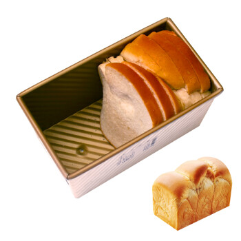 三能 土司盒 吐司模具 烤箱用面包 烘焙模具450g（金色波纹不粘）SN2054