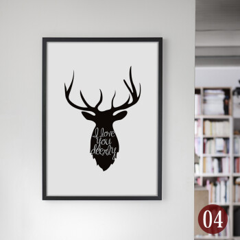 麋鹿 北欧宜家黑白抽象现代简约客厅装饰画卡