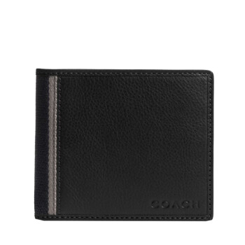 蔻驰（COACH）钱包 男款牛皮短款对折钱夹男士卡包F74688 黑色