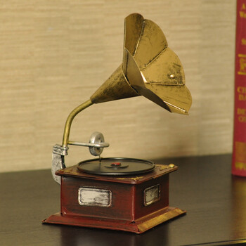 
                                                            翻旧事 复古摆件留声机道具模型酒吧会所餐厅家居铁皮工艺品摆设装饰品 迷你款  古铜 0                