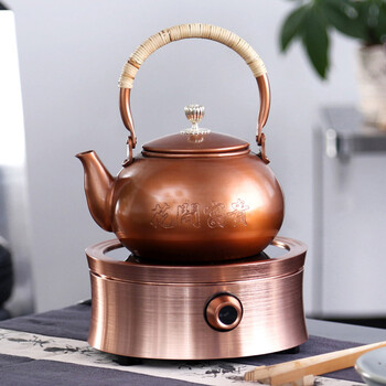 
                                        迷你电陶炉茶炉 德国静音技术烧铁壶铜壶玻璃壶专业电陶炉 钟形铜色                