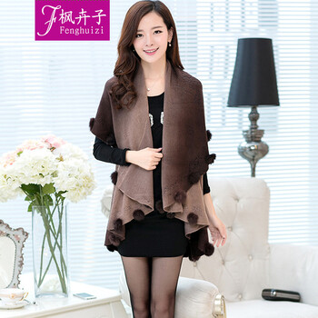 枫卉子2014新款秋冬毛衣斗篷<em>披肩开衫</em> <em>针织羊</em>
