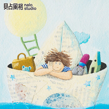 贝占风格 Goodnight baby 儿童房装饰画现代卧室床头墙画挂画无框画油画 撑伞 60*60