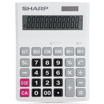 夏普（SHARP）CH-G12 12位大号太阳能办公商务计算器 白色