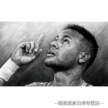 巴西球星内马尔海报壁纸巴萨足球墙贴宿舍装饰贴画定制 黑色 nmr08 42