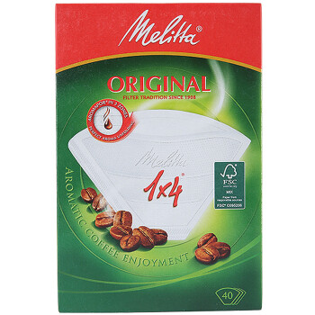 美乐家（melitta）1X4纯白咖啡滤纸40片装 德国原装进口