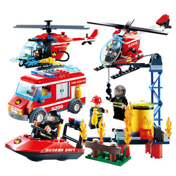 JIAZB积木拼装乐高式兼容警察局城市系列消防