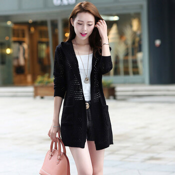 2014秋冬新款<em>女士</em>中长款<em>毛衣外套休闲</em>欧美韩