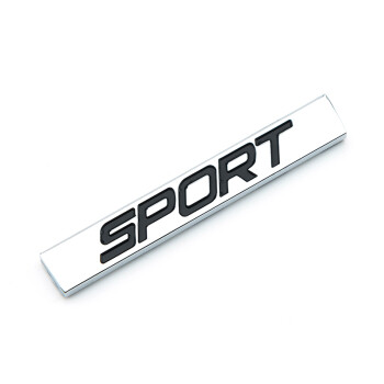 车贴改装运动车标金属sport尾标贴汽车通用 长方形sport贴标银色黑字