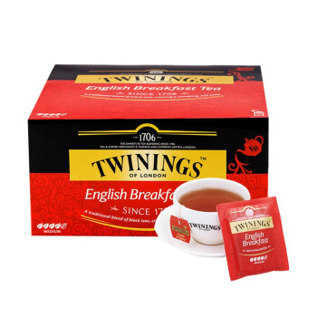 川宁TWININGS 英式早餐红茶50袋100g阿萨姆红茶奶茶 茶包袋泡茶进口茶