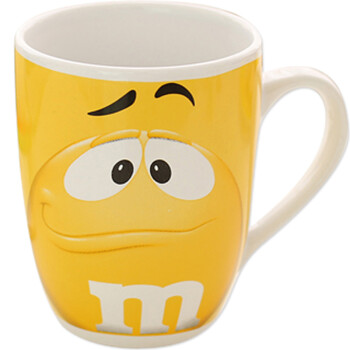 M&M\'s 陶瓷水杯咖啡杯 黄色笑脸 马克杯380ml