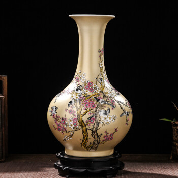 御雕坊 景德镇花瓶陶瓷装饰工艺品摆件 瓷器喜鹊粉彩装饰花瓶 喜鹊梅