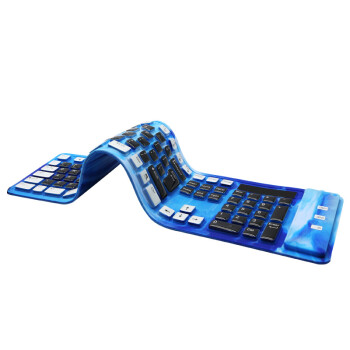 臻晖KB3210 lol游戏键盘折叠/无声/静音/防水/便携台式笔记本外接USB有线软键盘 迷彩蓝