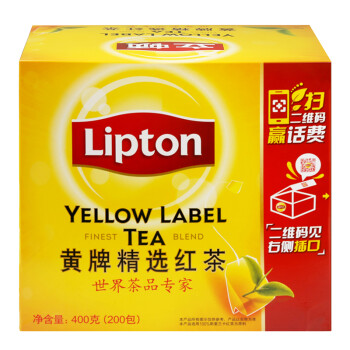 【京东超市】立顿（Lipton） 茶叶 红茶 黄牌精选红茶200包 400g