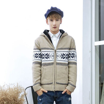 悦欣之恋 秋冬<em>新款</em> 加<em>绒毛毛衣</em>男装外套休闲保