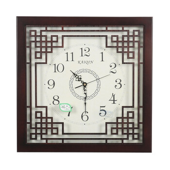 
                                                            新品/凯琴（KAIQIN）大号方形中式木制客厅挂钟/石英钟表/木头餐厅丽声挂表                