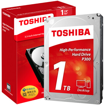 东芝(TOSHIBA)P300系列 1TB 7200转64M SATA3 台式机硬盘(HDWD110)