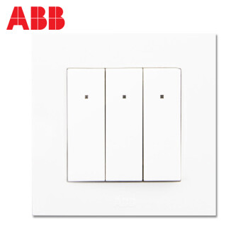 ABB开关插座面板由艺系列白色86型三开单控带LED灯三位开关AU17953-WW
