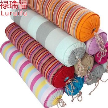 
                                                            禄瑞福家纺 床上用品 全棉纯棉老粗布颈椎枕头 护颈枕 荞麦壳糖果枕 束口绳手工 颜色随机 长35-40cm 直径9cm                