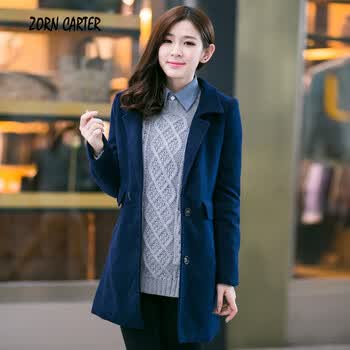 ZornCarter冬装2014新品韩版修身<em>时尚</em>休闲<em>毛呢</em>
