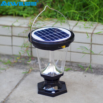 爱惟手提太阳能充电马灯led户外野营应急灯Y002 黑色+220V充电器