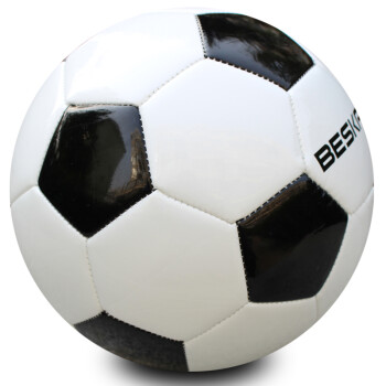 百斯卡足球 5号训练比赛用足球 软皮耐磨PU皮标准足球 经典黑白块-5号