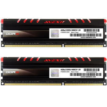 宇帷(AVEXIR)CORE系列 火焰红 DDR3 1600 8GB(4G×2条)台式机内存(AVD3U16000904G-2CIR)