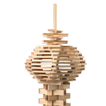 youcaiyi木制积木片桶装建筑棒模型木条木片积木堆塔