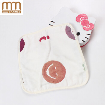 三妹婴儿口水巾宝宝纯棉六层按扣新生儿童围嘴